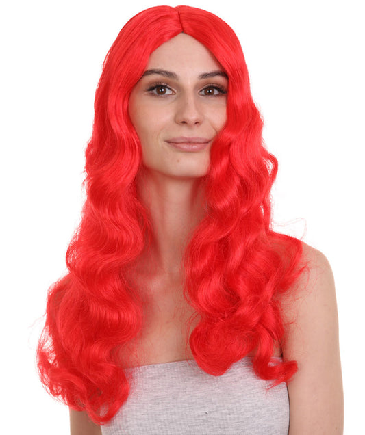 Womens Sea Princess | Red Long TV/Movie Wig | Premium Breathable Capless Cap