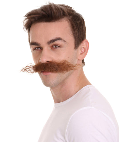 Men's Doctor Video Game Supervillain Long Curly Mustache| Multiple Color Options