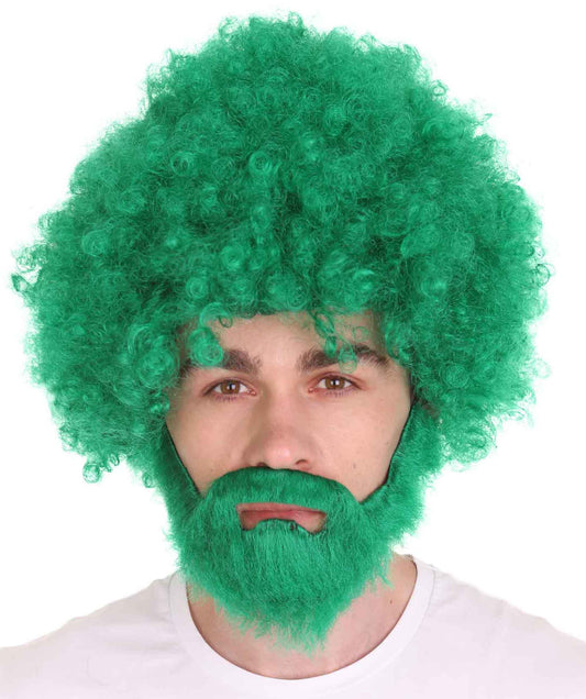 Green  80's painter bob afro wig