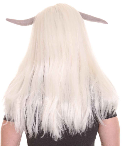 Thorp White Monster Wig with Full Beard and Horns | White TV/Movie Wigs | Premium Bretheble Caplss Cap.