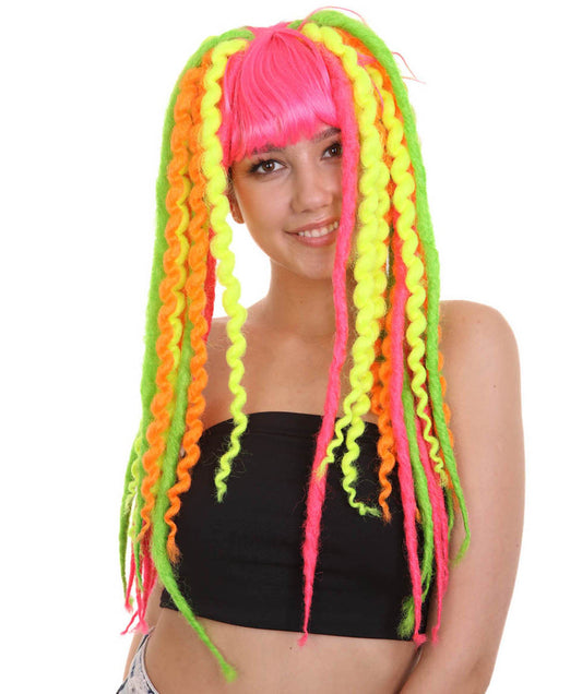 HPO Women's Crazy Clown Dolly Wig, Perfect for Halloween, Flame-retardant Synthetic Fiber