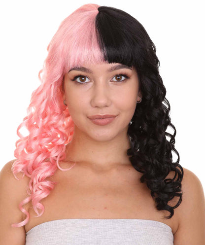 Womens Wavy Wig | Black & Pink Celebrity Wig | Premium Breathable Capless Cap