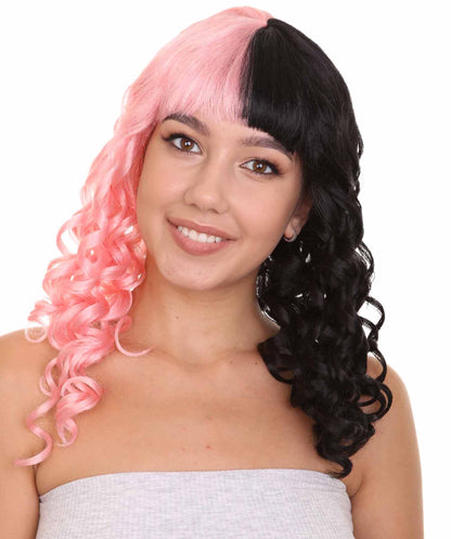 Womens Wavy Wig | Black & Pink Celebrity Wig | Premium Breathable Capless Cap