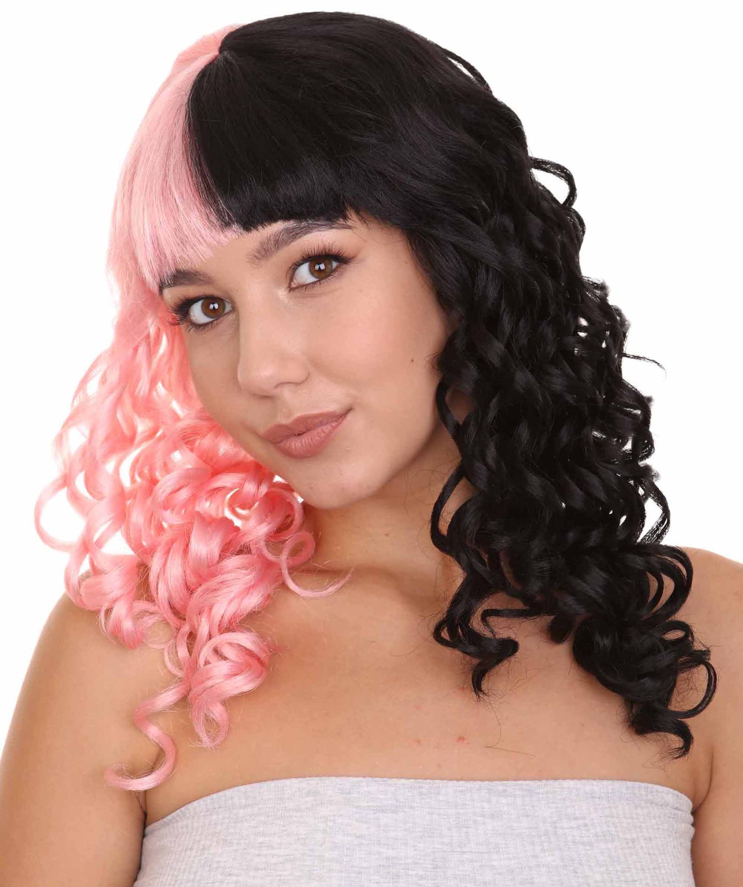 Womens Wavy Wig | Black & Pink Celebrity Wig | Premium Breathable Capless Cap