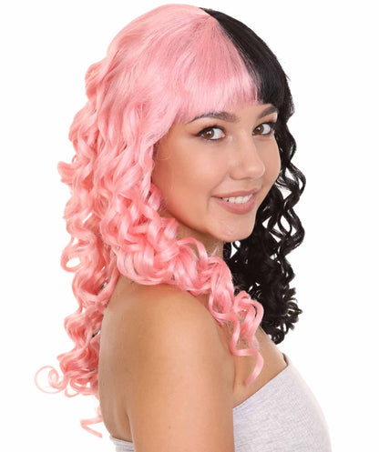 Womens Wavy Wig | Black & Pink Celebrity Wig | Premium Breathable Capless Cap