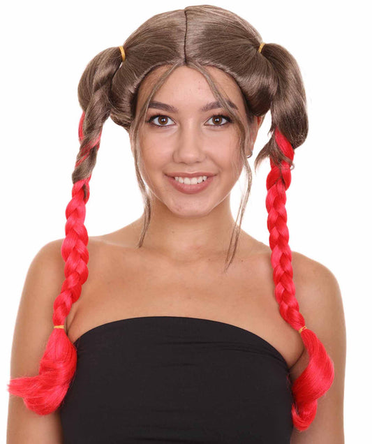 Braided Womens Wig | Brown Red Halloween Wig | Premium Breathable Capless Cap