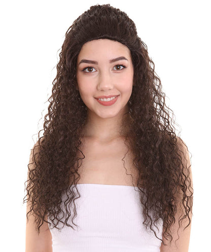 Womens Adult Princess Curly Wig | Brown TV/Movie Wigs | Premium Breathable Capless Cap