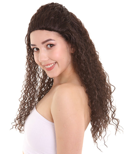 Womens Adult Princess Curly Wig | Brown TV/Movie Wigs | Premium Breathable Capless Cap