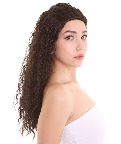 Womens Adult Princess Curly Wig | Brown TV/Movie Wigs | Premium Breathable Capless Cap