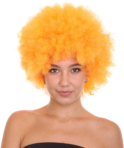 Orange Afro Unisex Wig | Super Size Jumbo Party Ready Halloween Wig | Premium Breathable Capless Cap