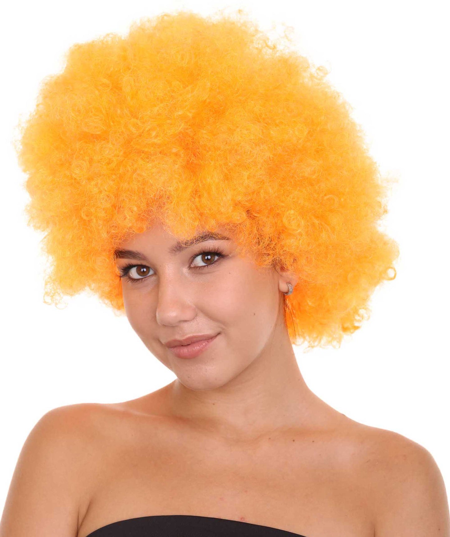 Orange Afro Unisex Wig | Super Size Jumbo Party Ready Halloween Wig | Premium Breathable Capless Cap