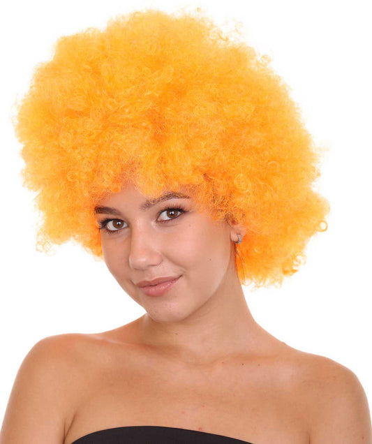 Orange Afro Unisex Wig | Super Size Jumbo Party Ready Halloween Wig | Premium Breathable Capless Cap