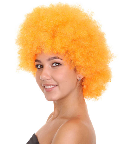 Orange Afro Unisex Wig | Super Size Jumbo Party Ready Halloween Wig | Premium Breathable Capless Cap