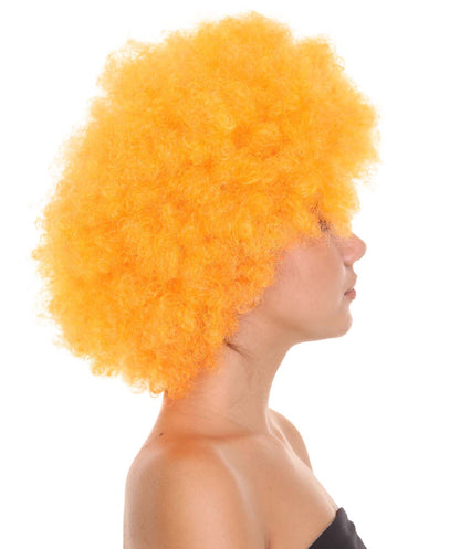 Orange Afro Unisex Wig | Super Size Jumbo Party Ready Halloween Wig | Premium Breathable Capless Cap