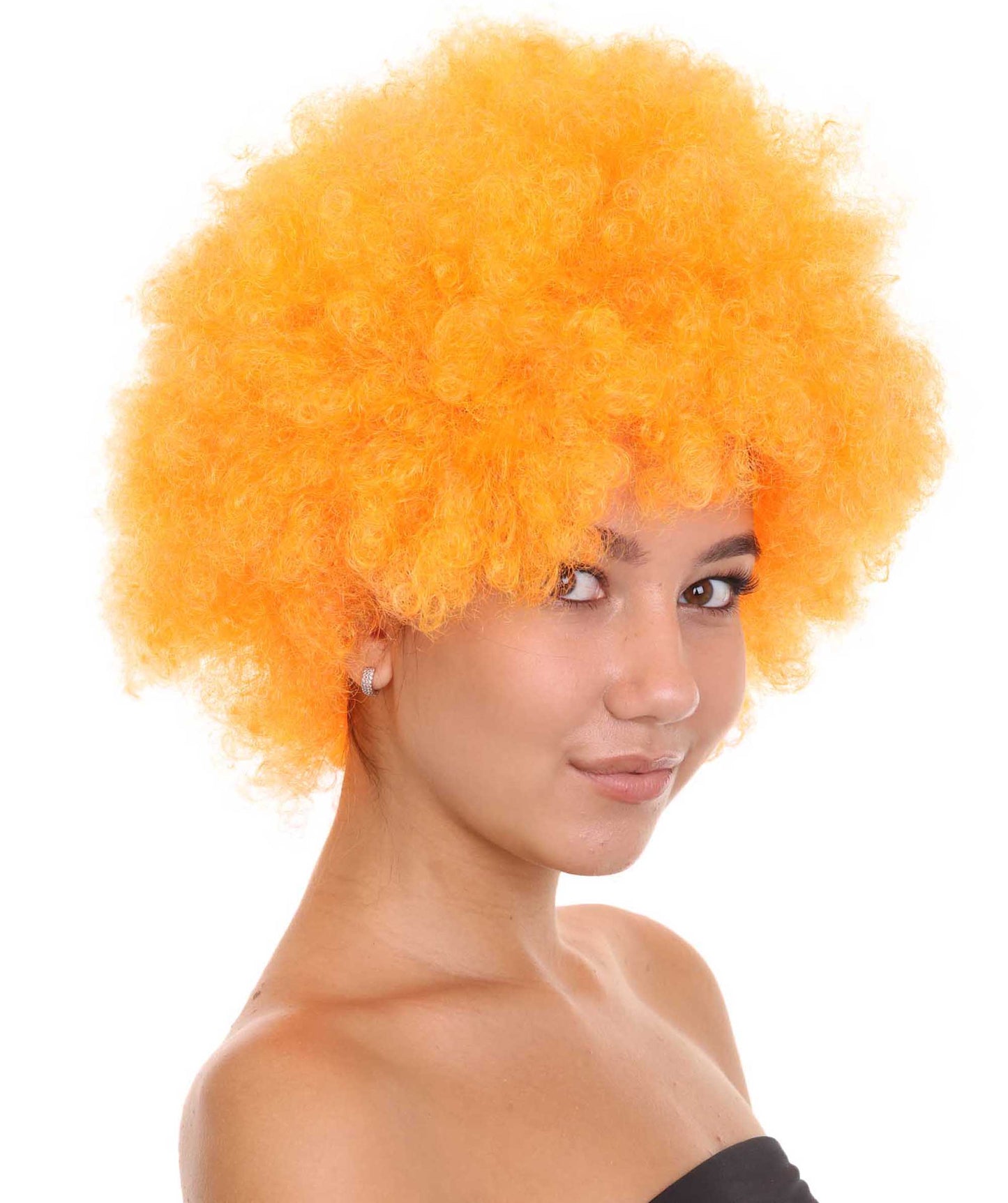 Orange Afro Unisex Wig | Super Size Jumbo Party Ready Halloween Wig | Premium Breathable Capless Cap