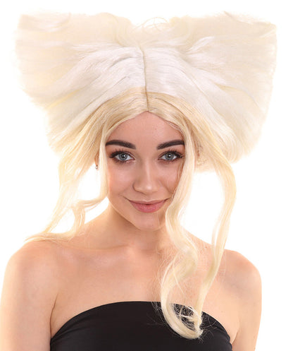 Womens Drag Princess Wig , White & Blonde Celebrity Wigs , Premium Breathable Capless Cap