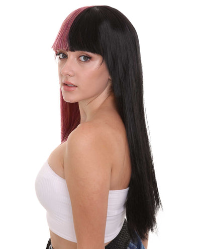 Rainbow & Black Women's Two-Tone Long Straight Wig