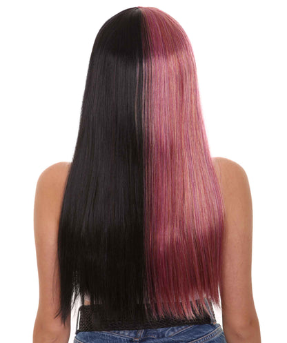 Rainbow & Black Women's Two-Tone Long Straight Wig