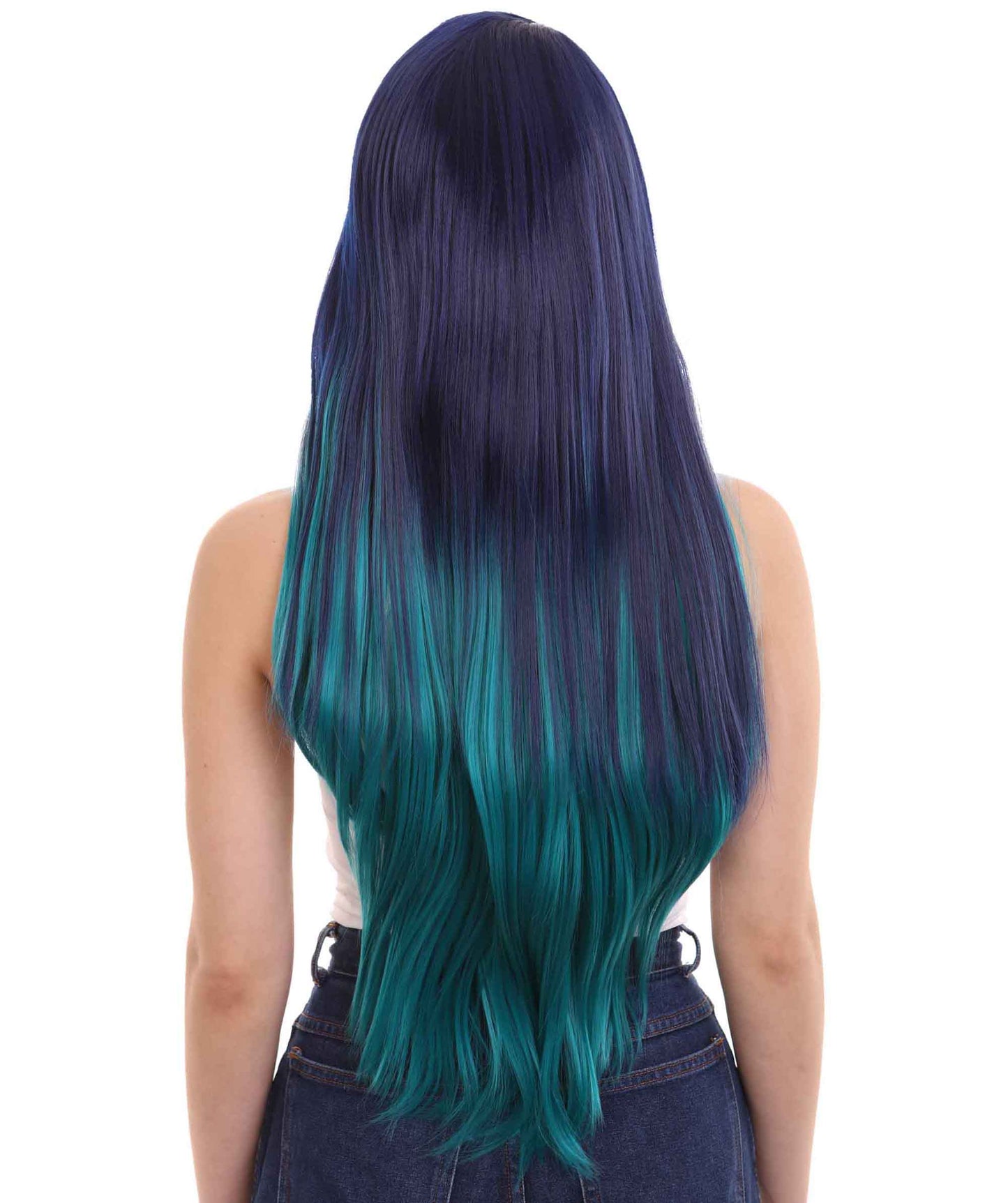 Blue Green Natural Lace Front Heat Resistant Wigs