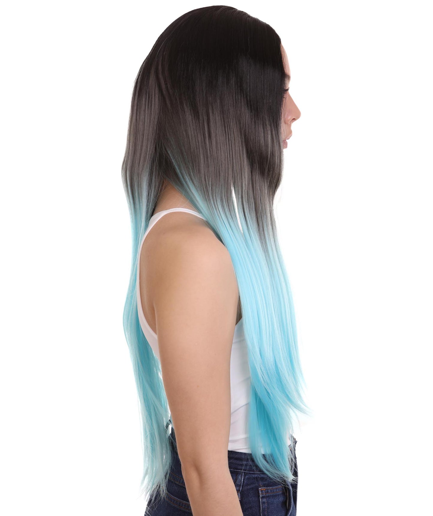 Blue Grey Natural Lace Front Heat Resistant Wigs
