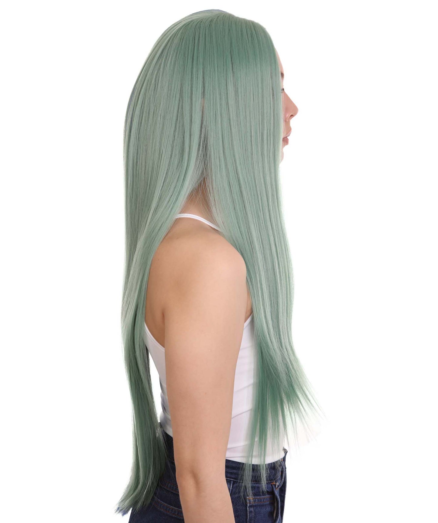 Green Blue Natural Lace Front Heat Resistant Wigs