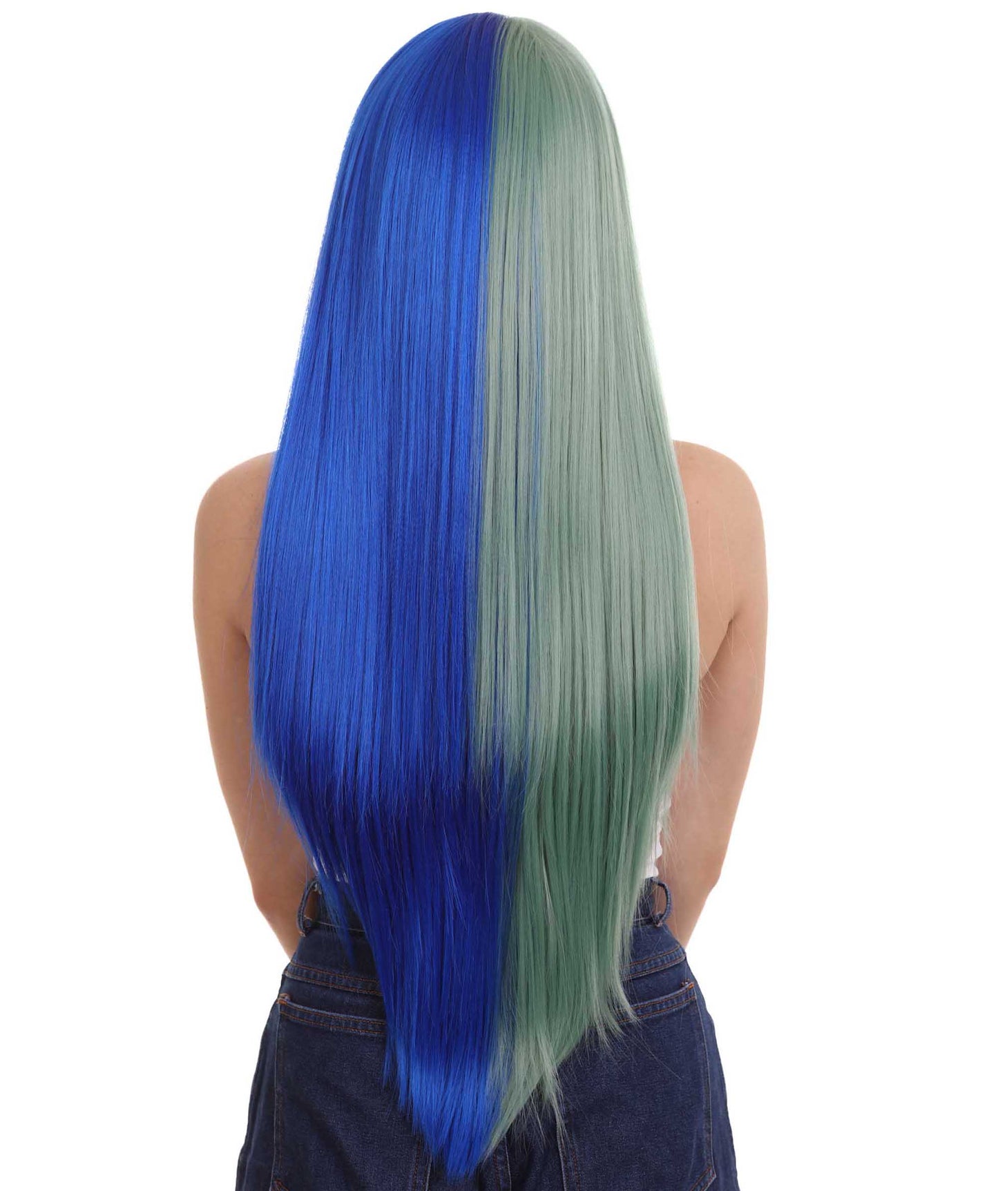 Green Blue Natural Lace Front Heat Resistant Wigs