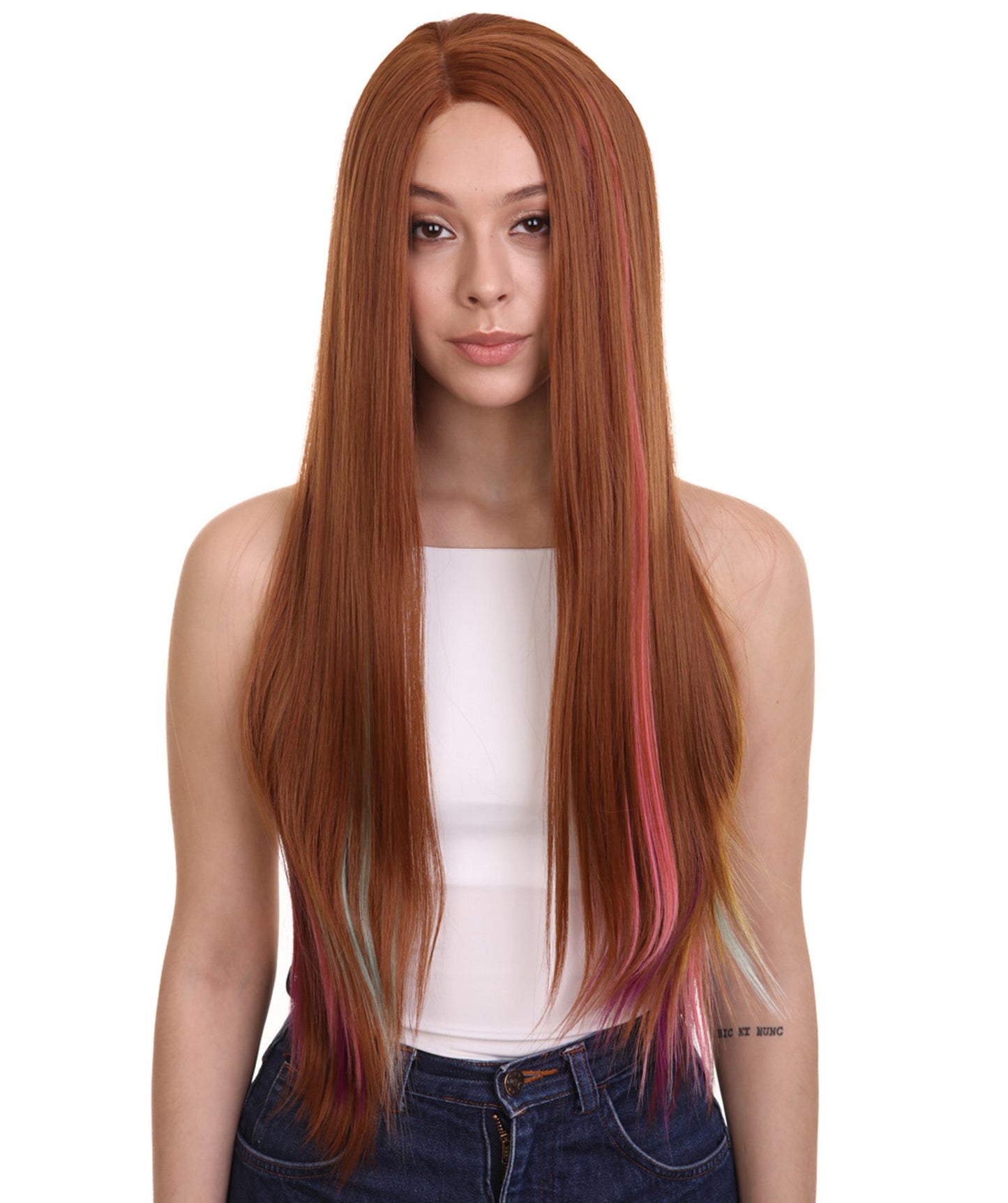 Brown Rainbow  Natural Lace Front Heat Resistant Wigs