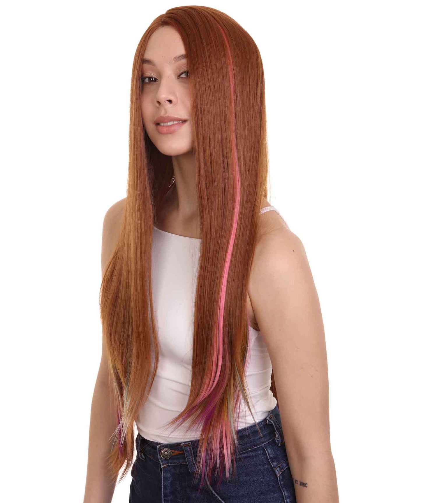 Brown Rainbow  Natural Lace Front Heat Resistant Wigs