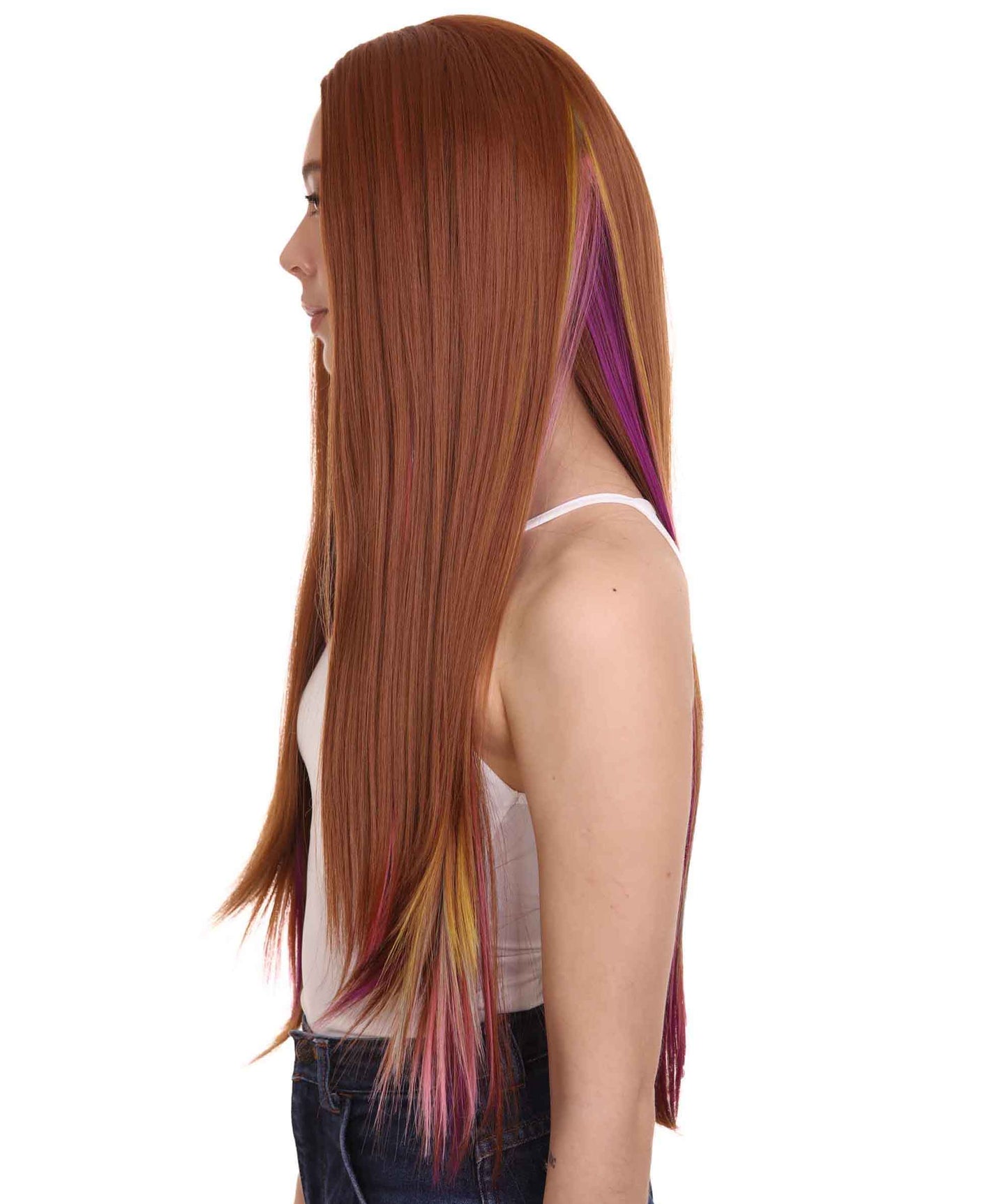 Brown Rainbow  Natural Lace Front Heat Resistant Wigs
