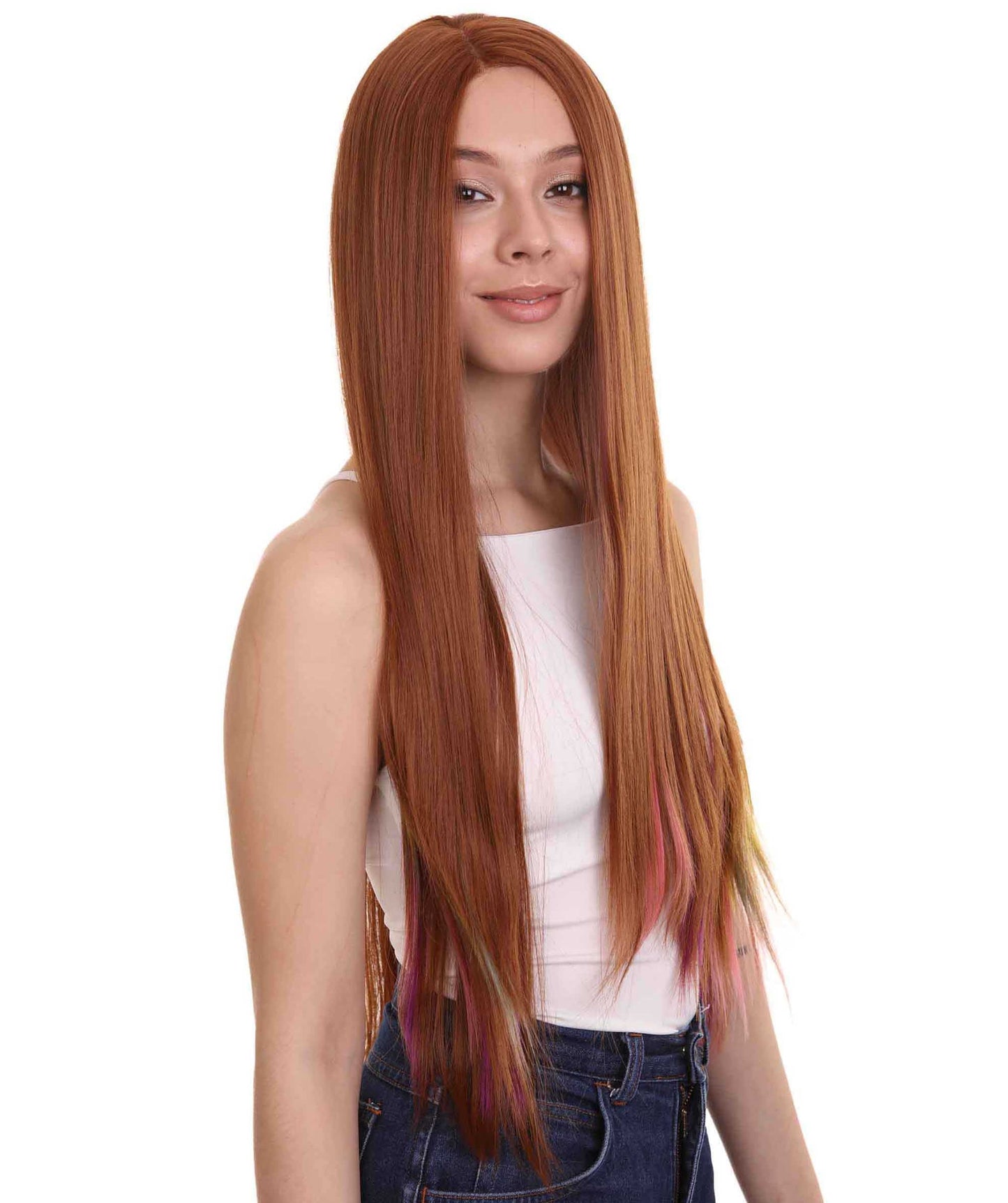 Brown Rainbow  Natural Lace Front Heat Resistant Wigs