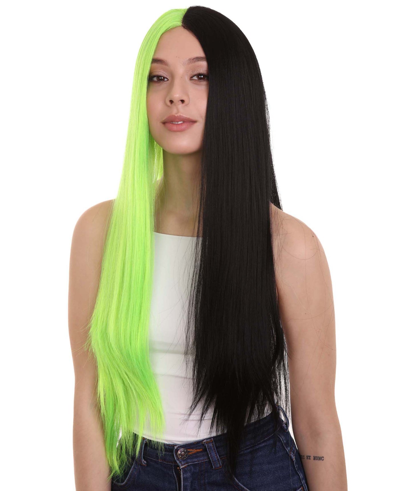 Black Green Natural Lace Front Heat Resistant Wigs