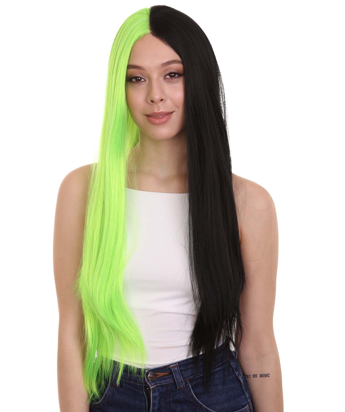 Black Green Natural Lace Front Heat Resistant Wigs