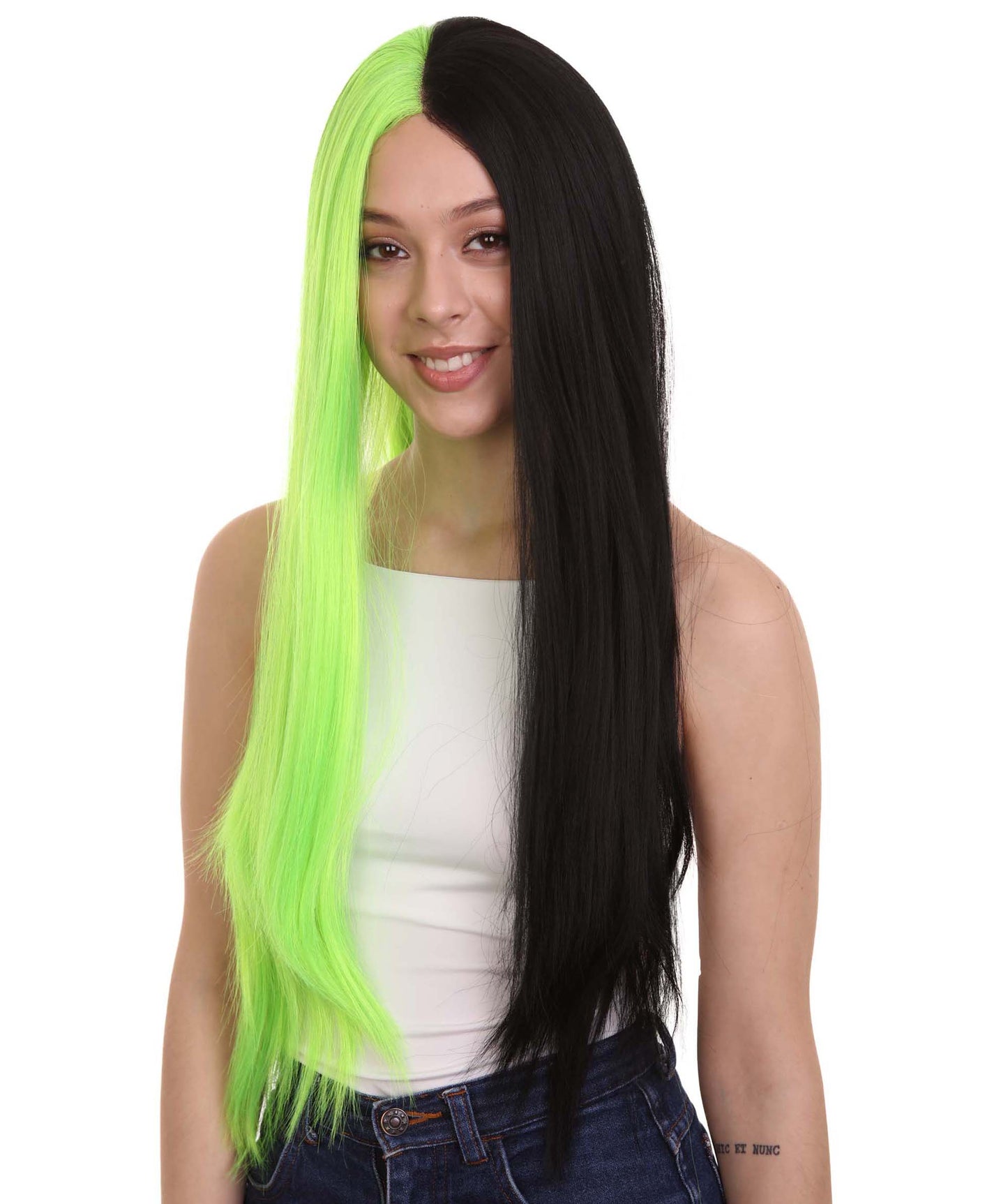 Black Green Natural Lace Front Heat Resistant Wigs