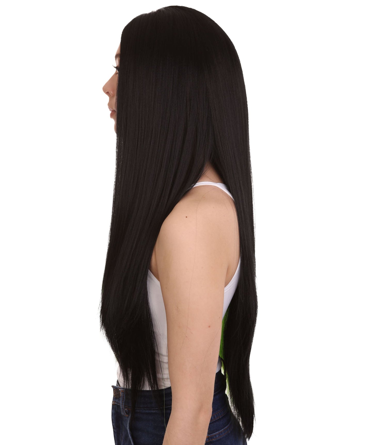Black Green Natural Lace Front Heat Resistant Wigs