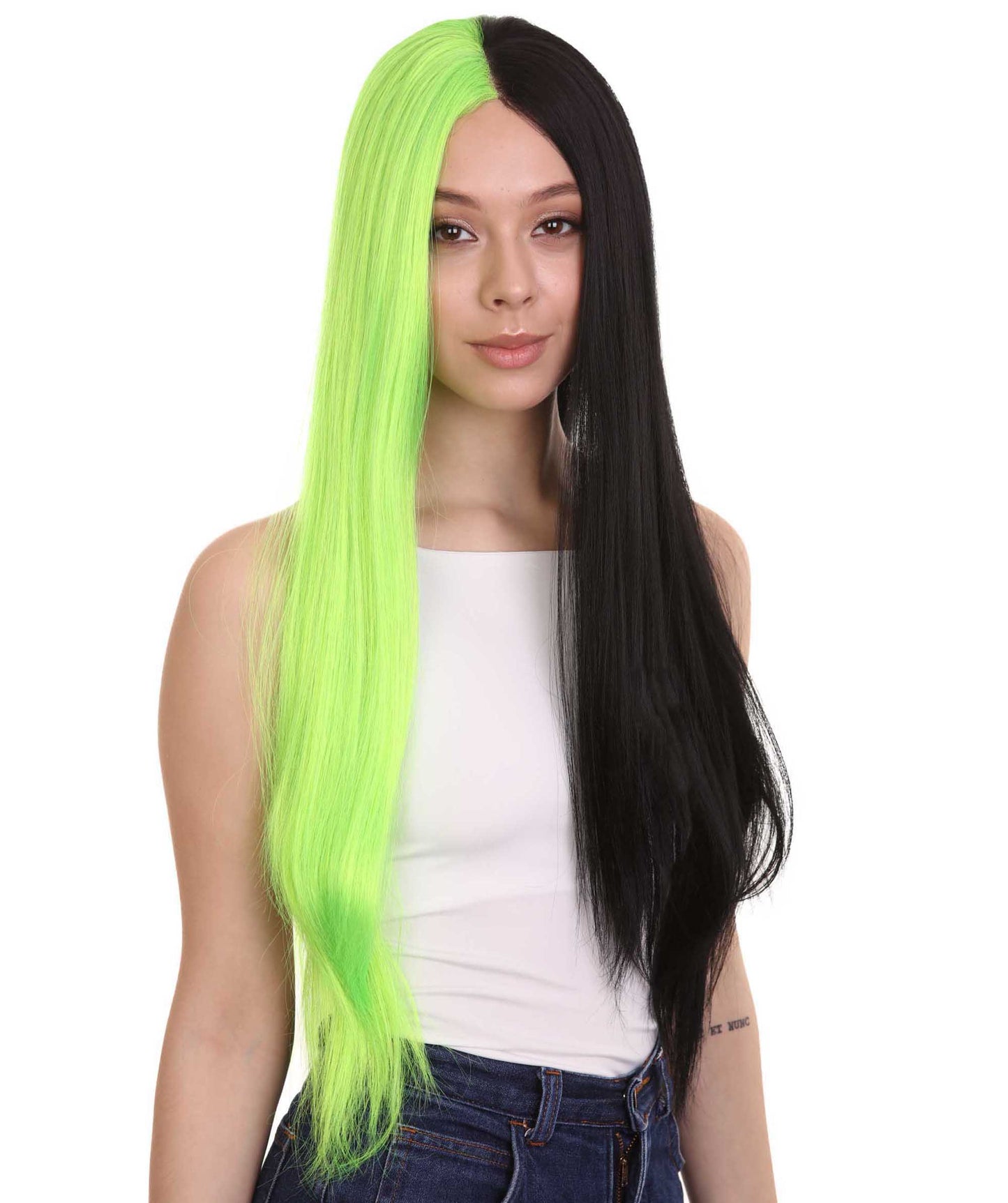 Black Green Natural Lace Front Heat Resistant Wigs