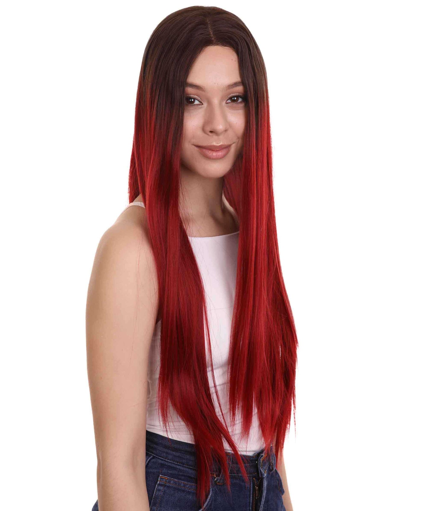 Brown Red Natural Lace Front Heat Resistant Wigs