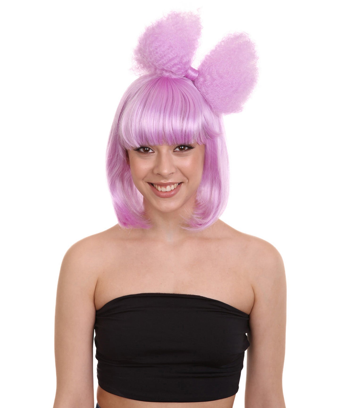 Singer Women's Wig | Neon Purple Pop Srar Wig With Bow | Premium Breathable Capless Cap