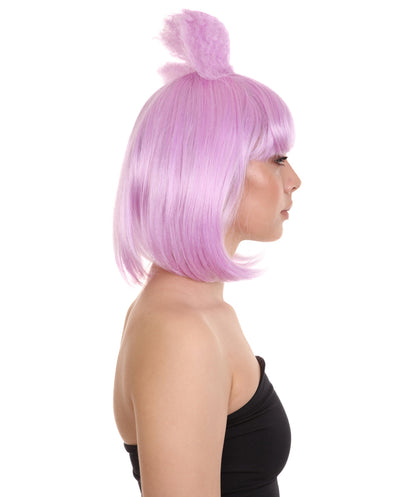 Singer Women's Wig | Neon Purple Pop Srar Wig With Bow | Premium Breathable Capless Cap