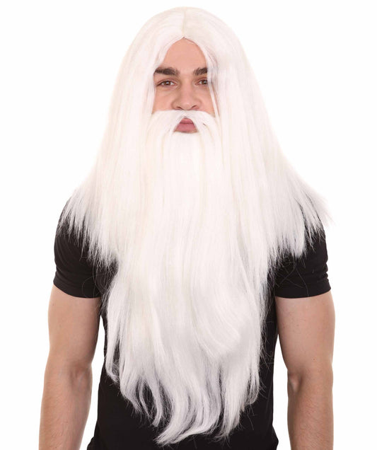 Wizard Wig with Full Beard | Grey Scary Wigs | Premium Breathable Capless Cap