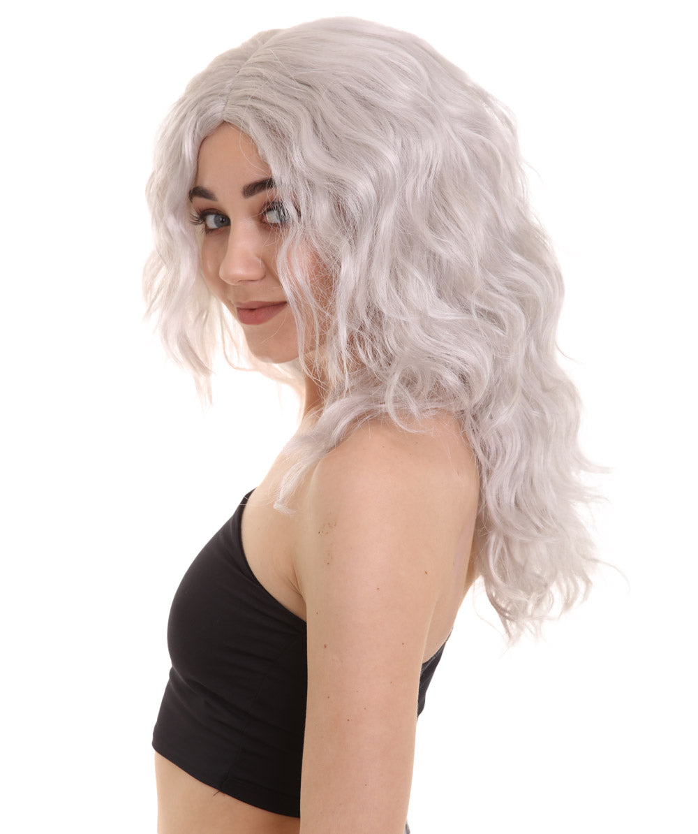 Grey Silver Wavy Women's Wig