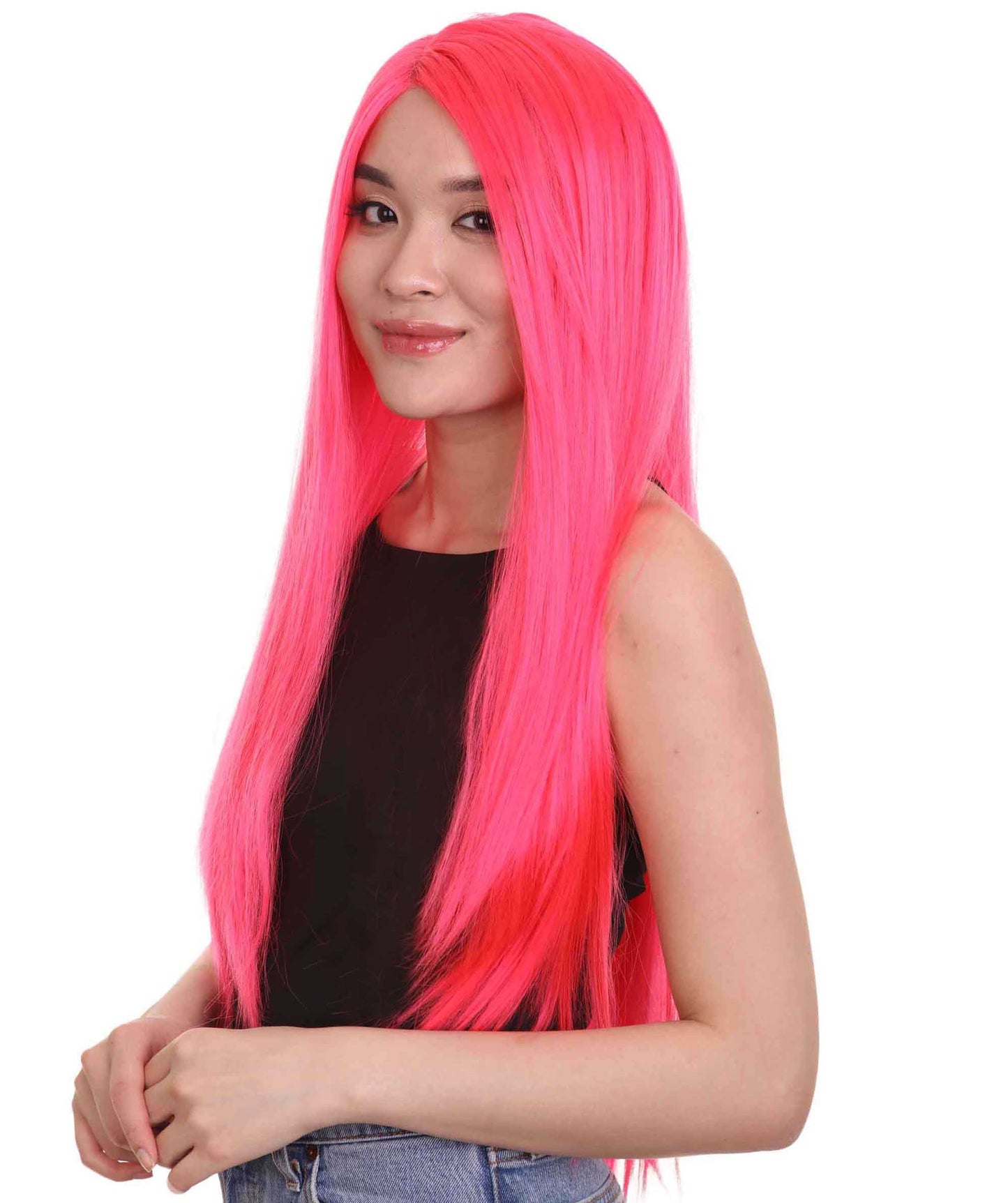 Pink Natural Lace Front Heat Resistant Wigs