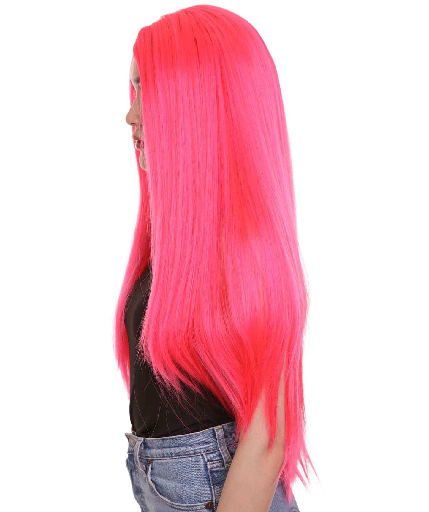 Pink Natural Lace Front Heat Resistant Wigs