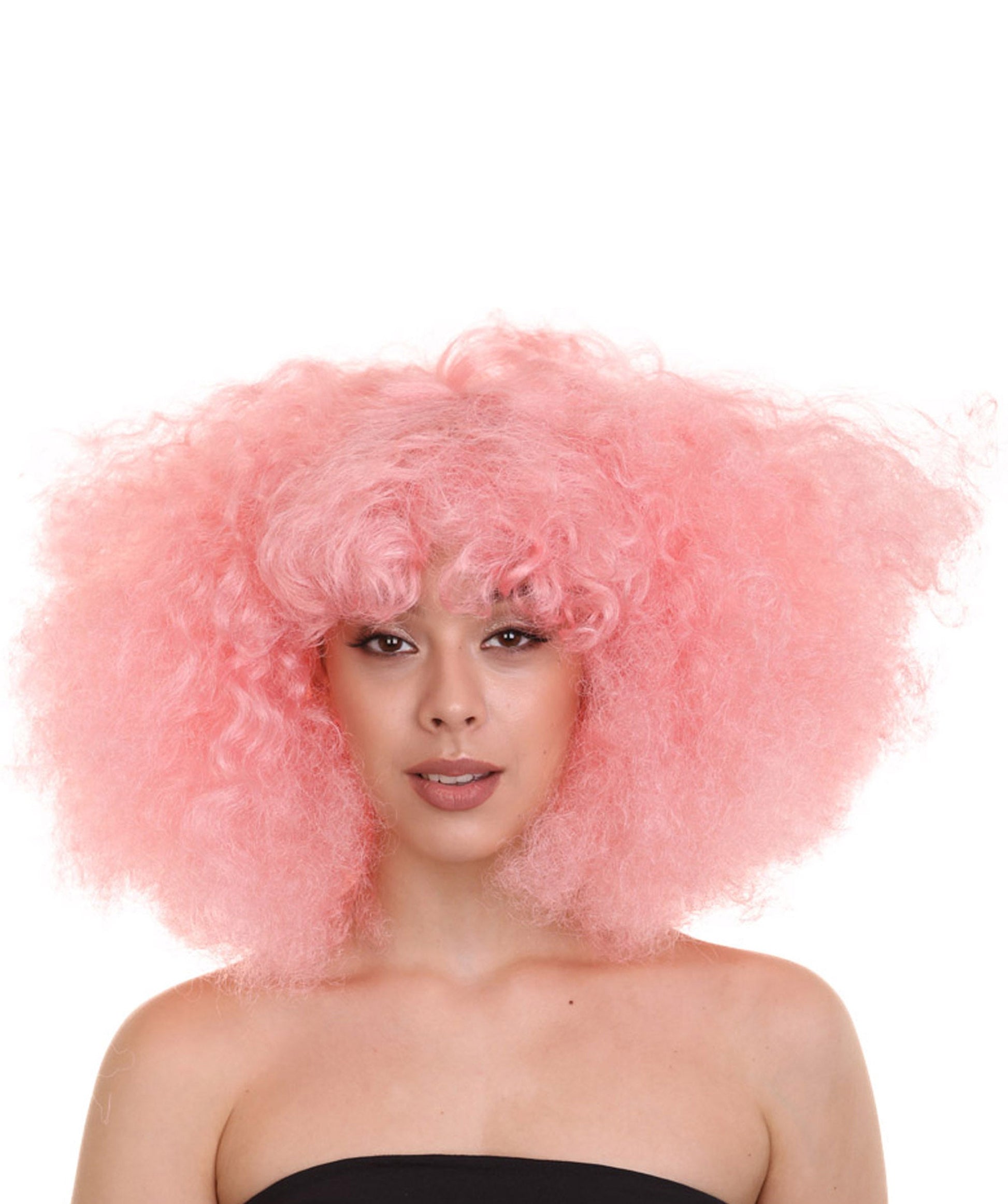 Light Pink japanese actress afro wig