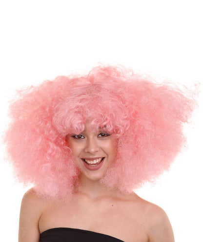 Light Pink japanese actress afro wig