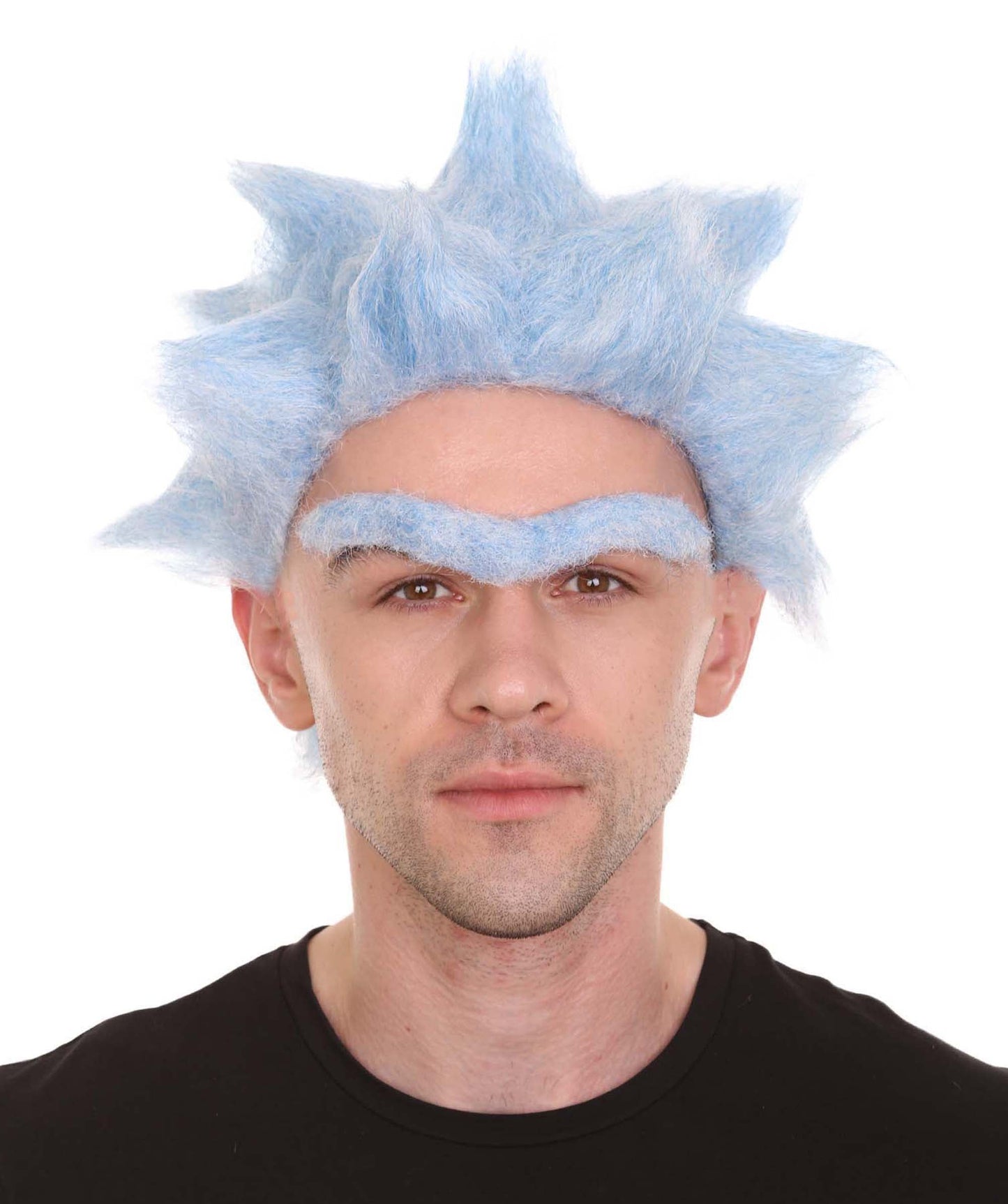 Scientist Lt Blue Wig and Two Styles Unibrow | TV/Movie Wigs | Premium Breathable Capless Cap