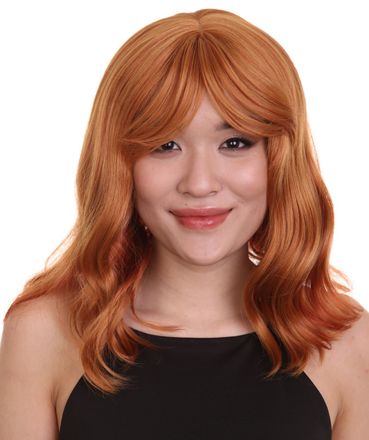 Auburn Women Shoulder Length Wavy Wigs