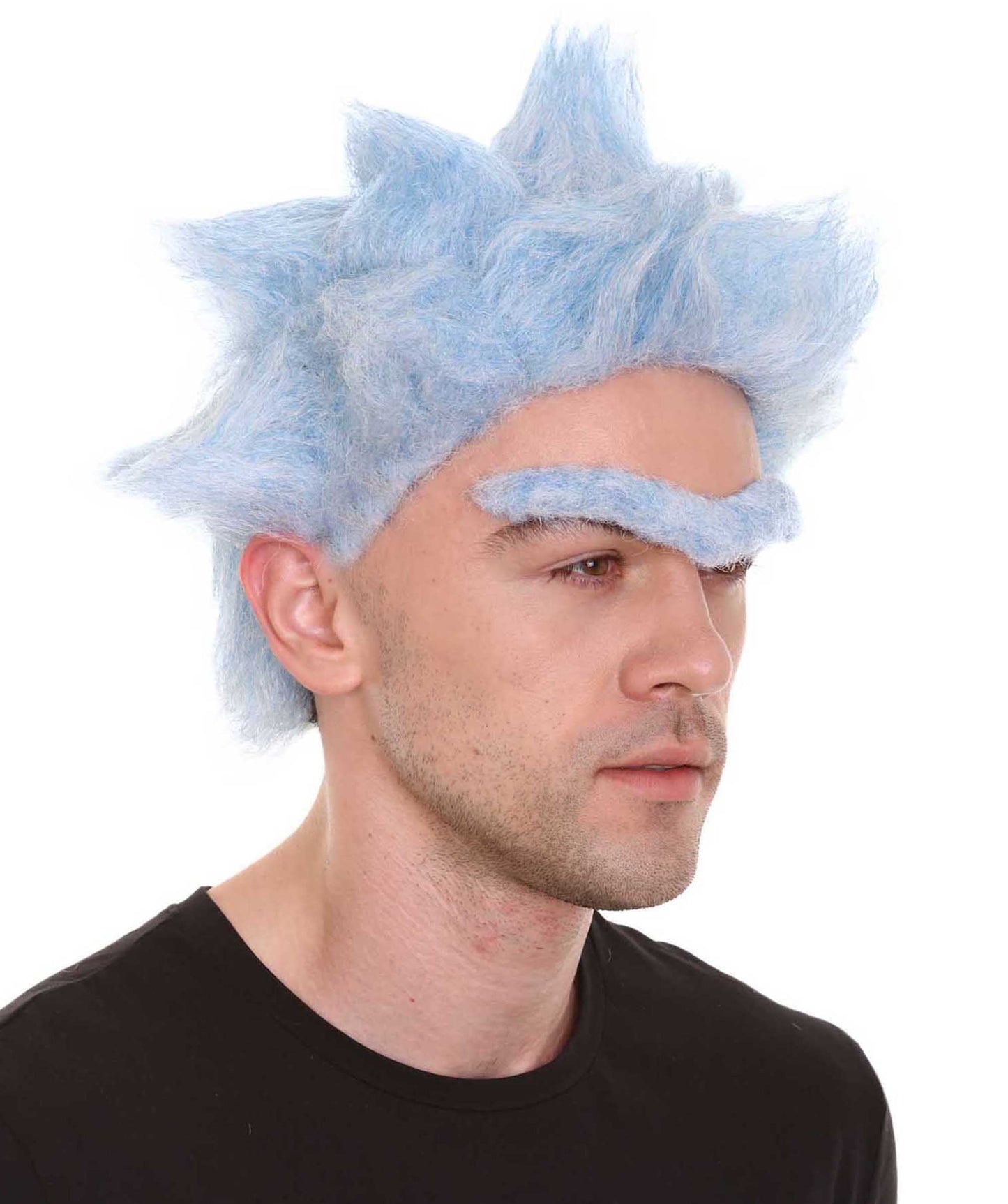 Scientist Lt Blue Wig and Two Styles Unibrow | TV/Movie Wigs | Premium Breathable Capless Cap