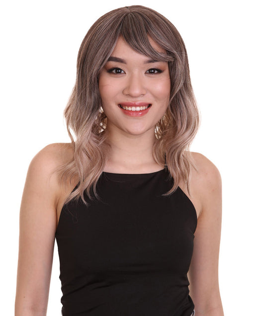 Brown Women Shoulder Length Wavy Wigs