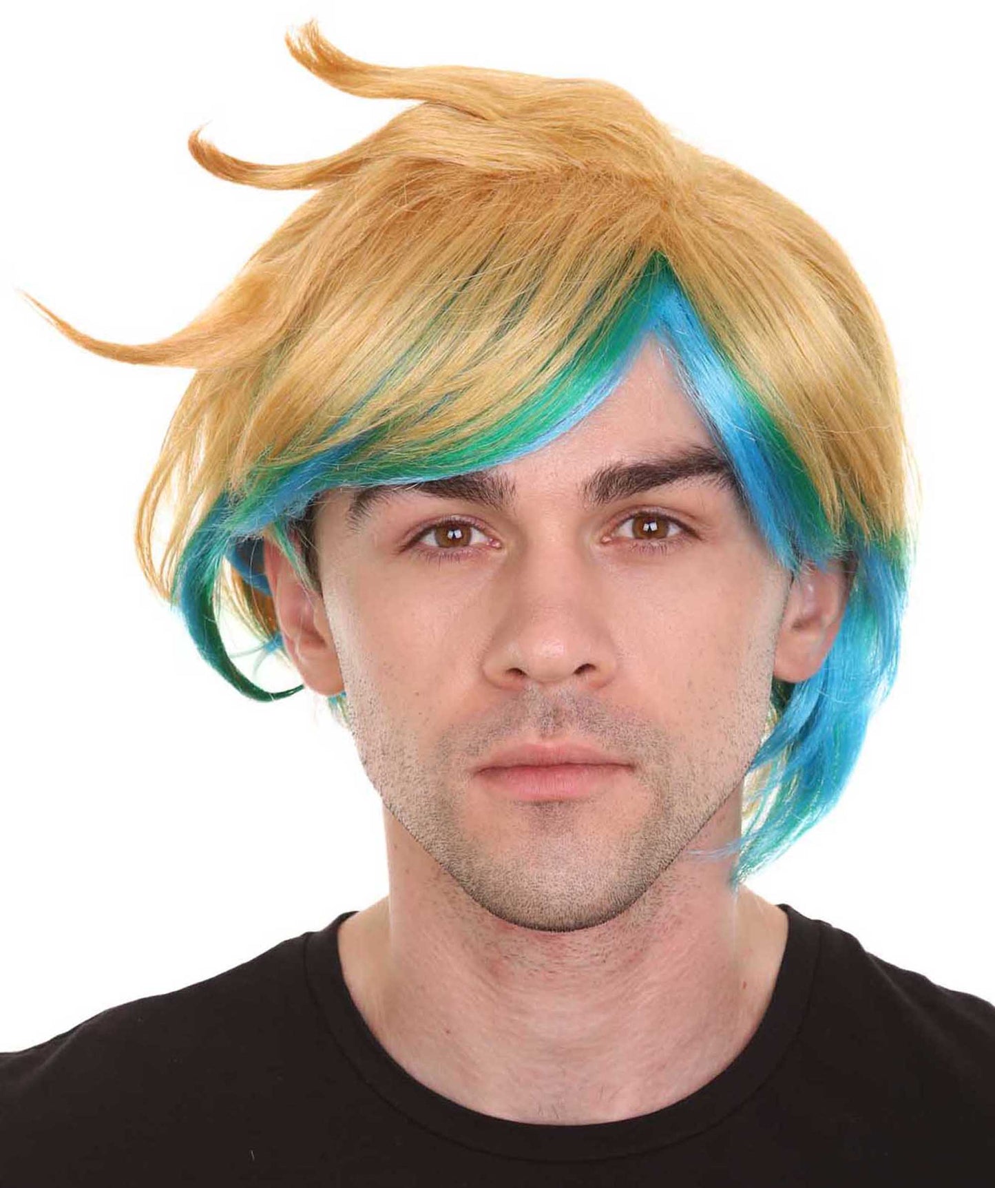 Gold & Blue Video Game Wigs