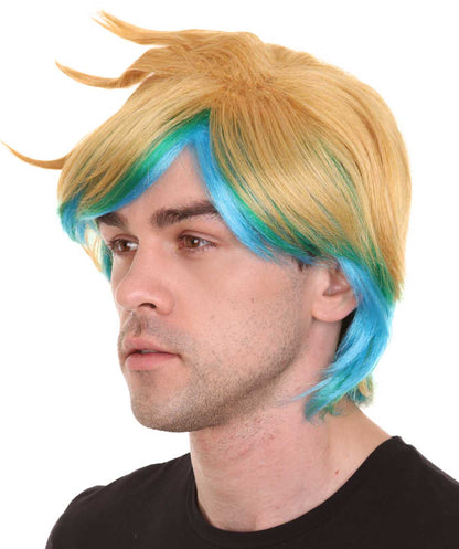 Gold & Blue Video Game Wigs